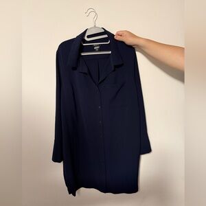 DKNY Size 16 Navy Button-Up Dress